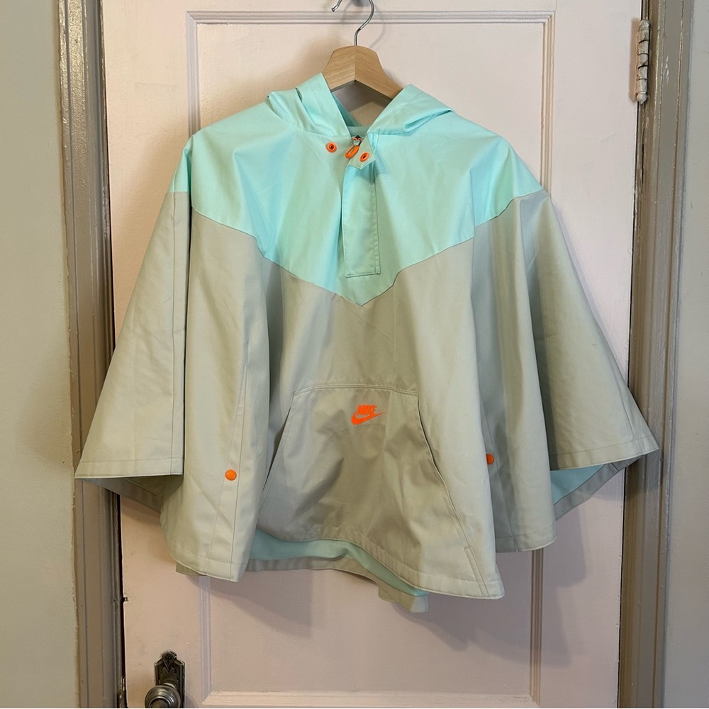 Nike Kids Raincoat in Mint and Gray with Orange Accents